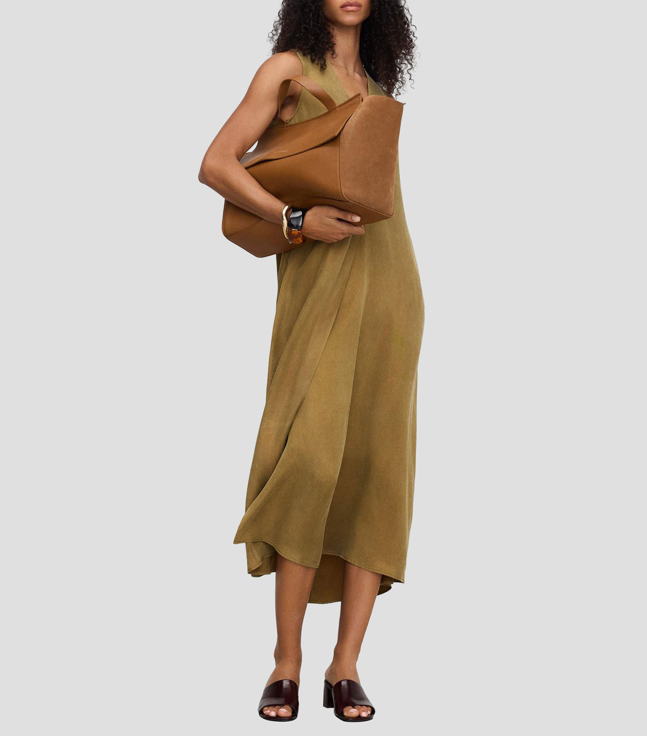 Vestido largo liso Mujer